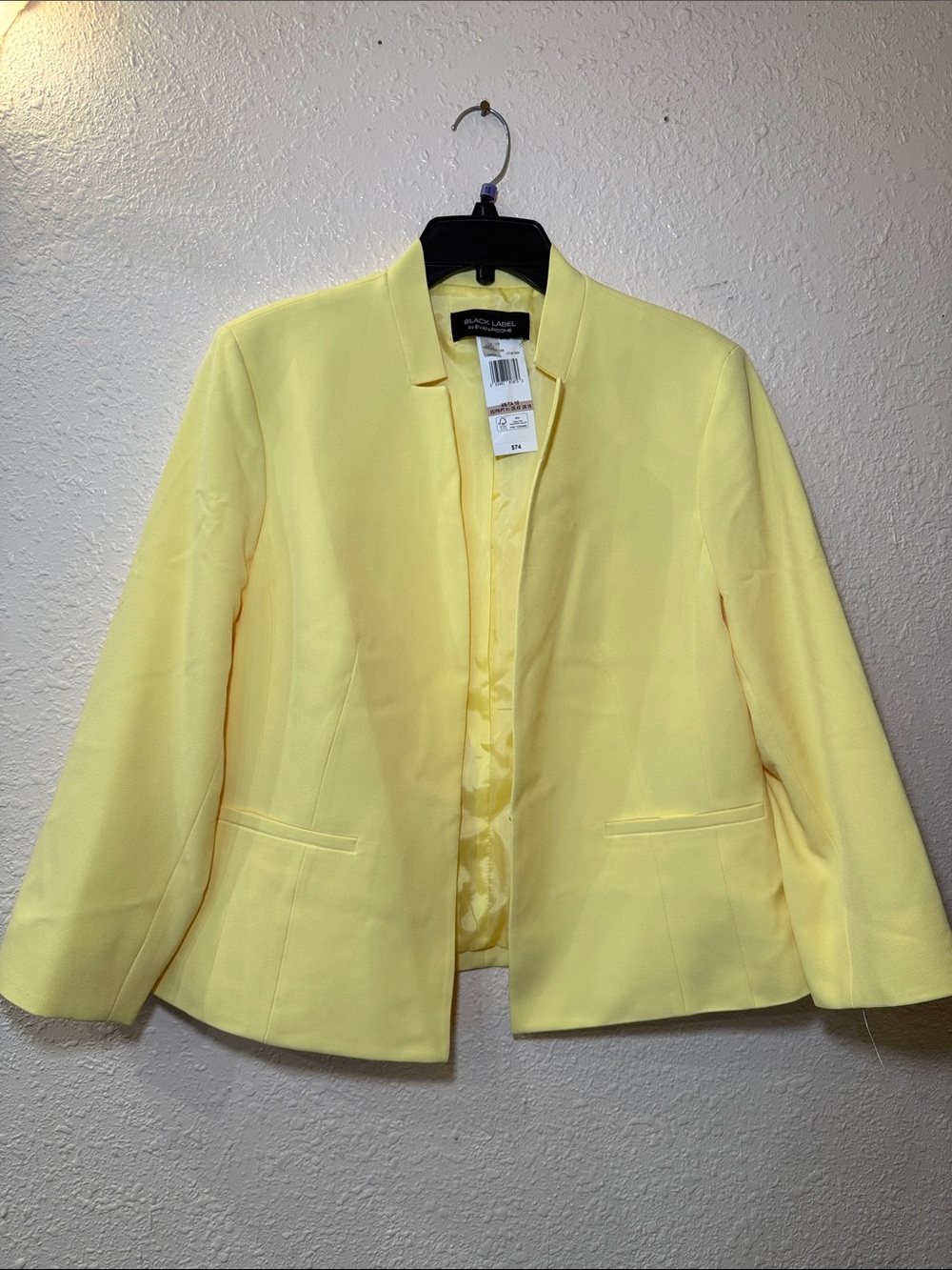 Black Label Women’s Pale Yellow Open-Front Blazer